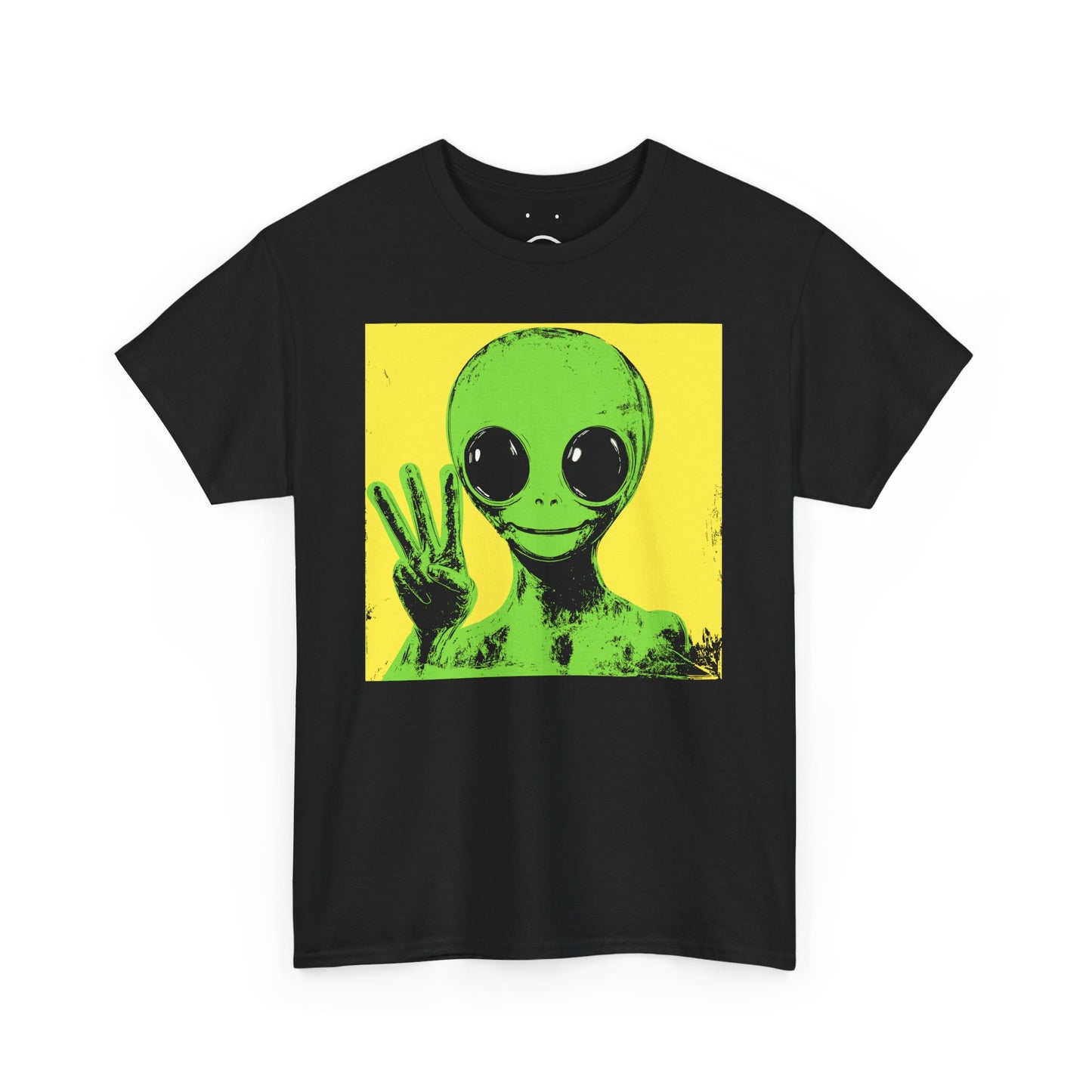 warhol alien who doesn't understand a peace sign tee