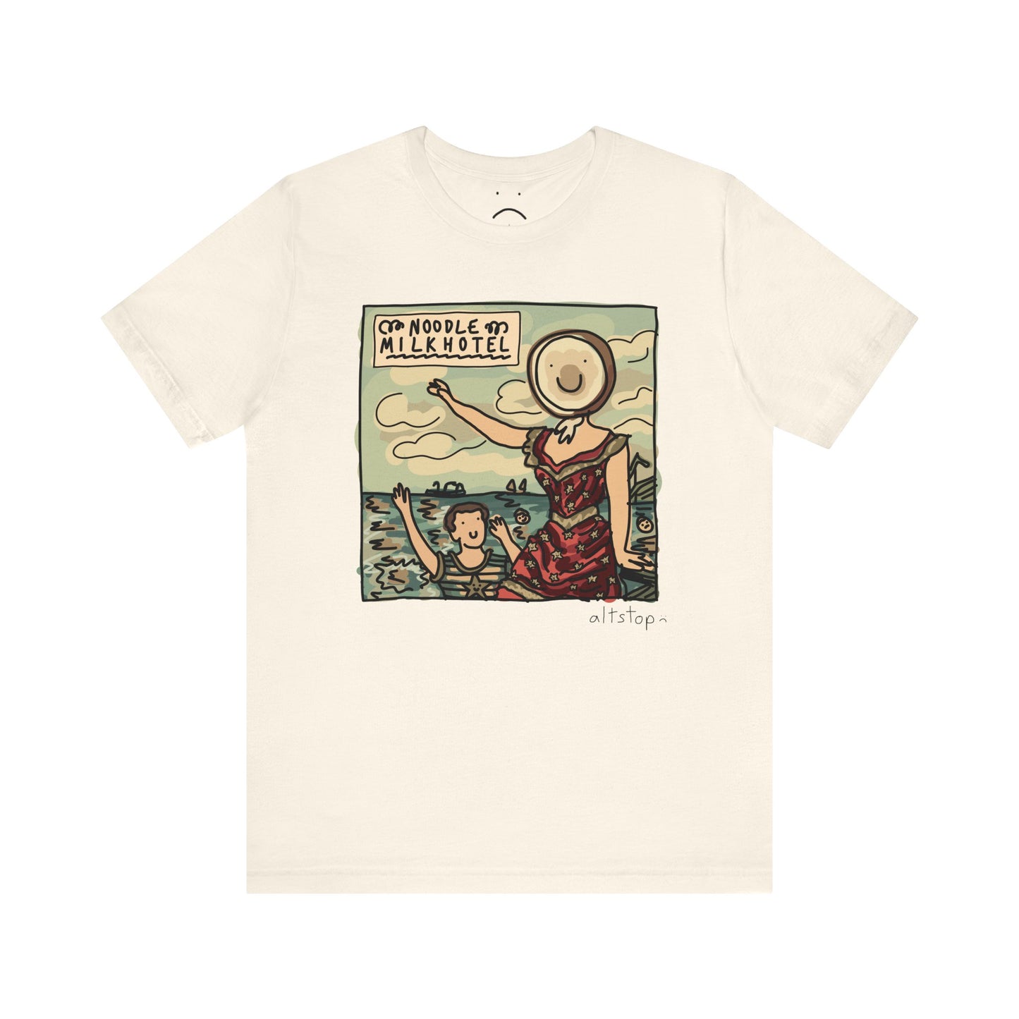 noodle milk hotel over the beach day deluxe tee