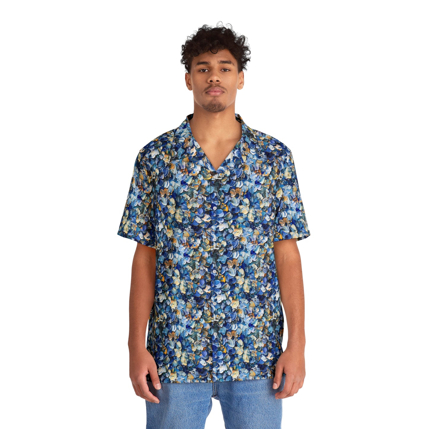blue paints hawaiian shirt