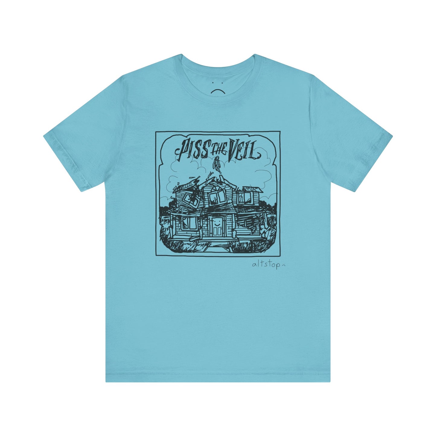 girl flying out of a collapsing house tee