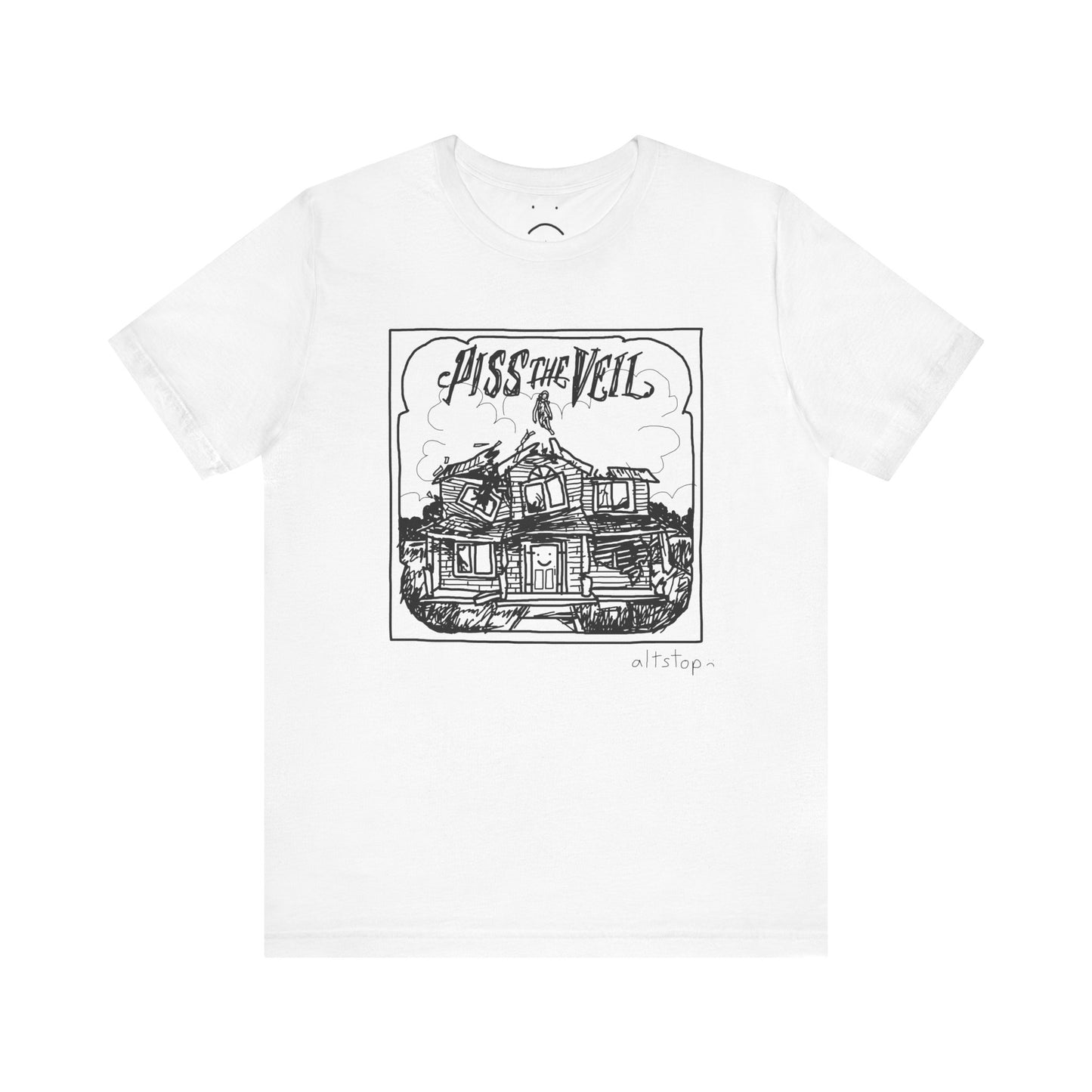 girl flying out of a collapsing house tee