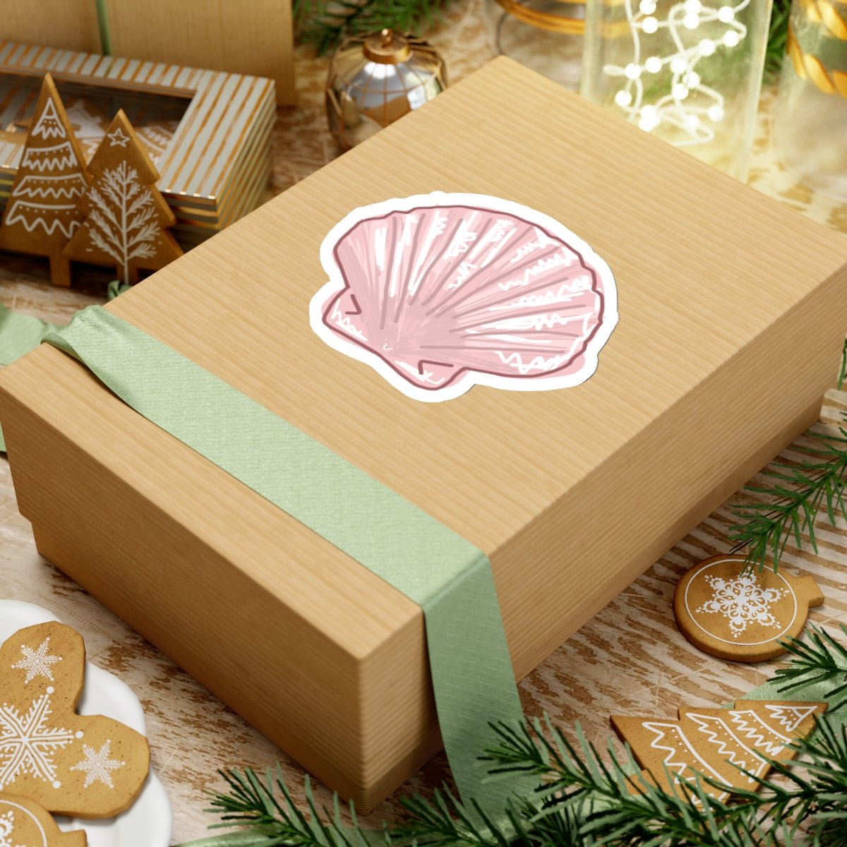 pink seashell sticker #1