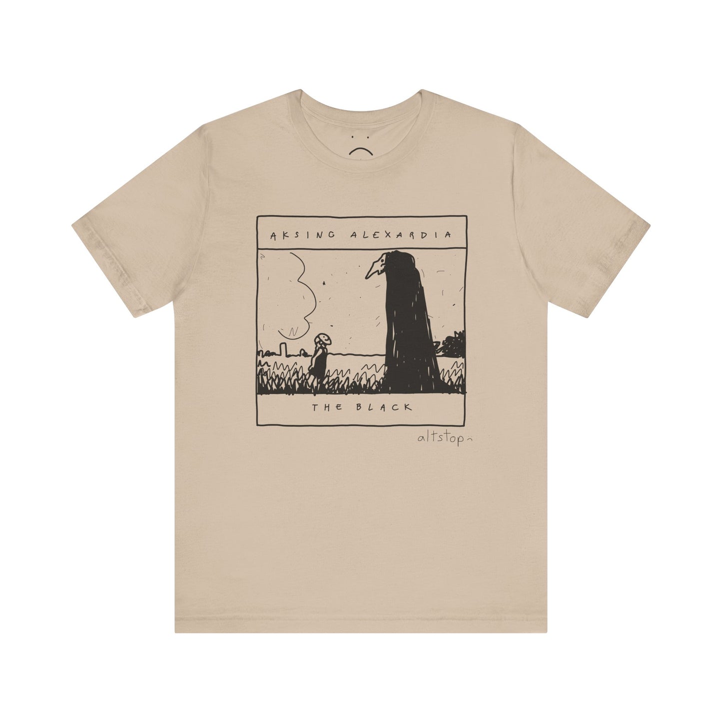 girl in a mask with a tall spooky fella tee