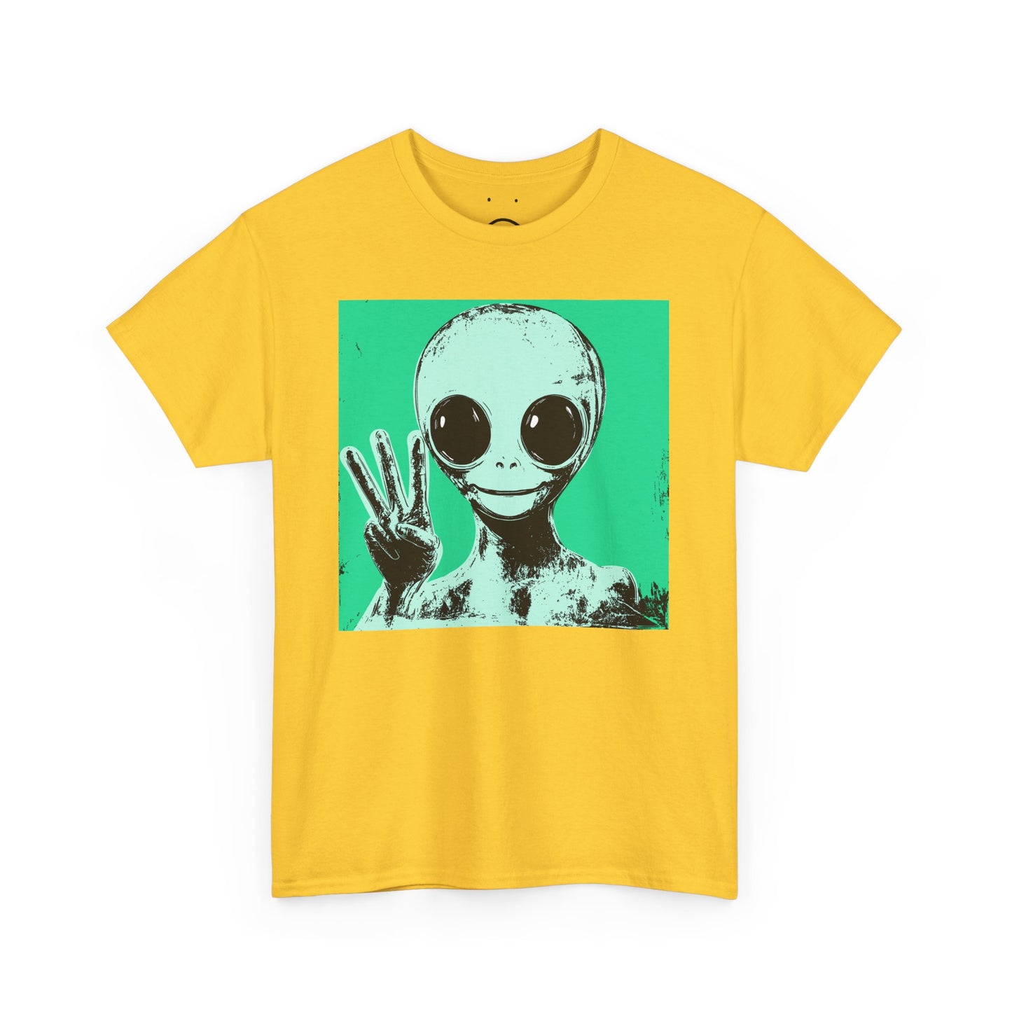 warhol alien who doesn't understand a peace sign tee