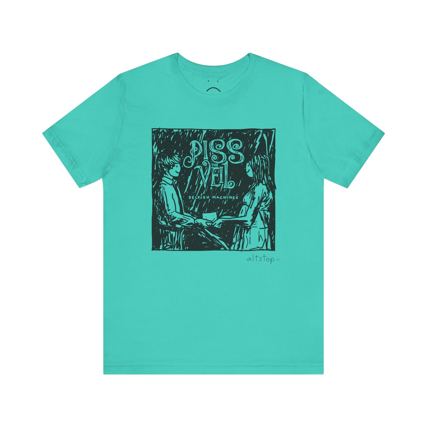 boy and girl with a box in the woods tee