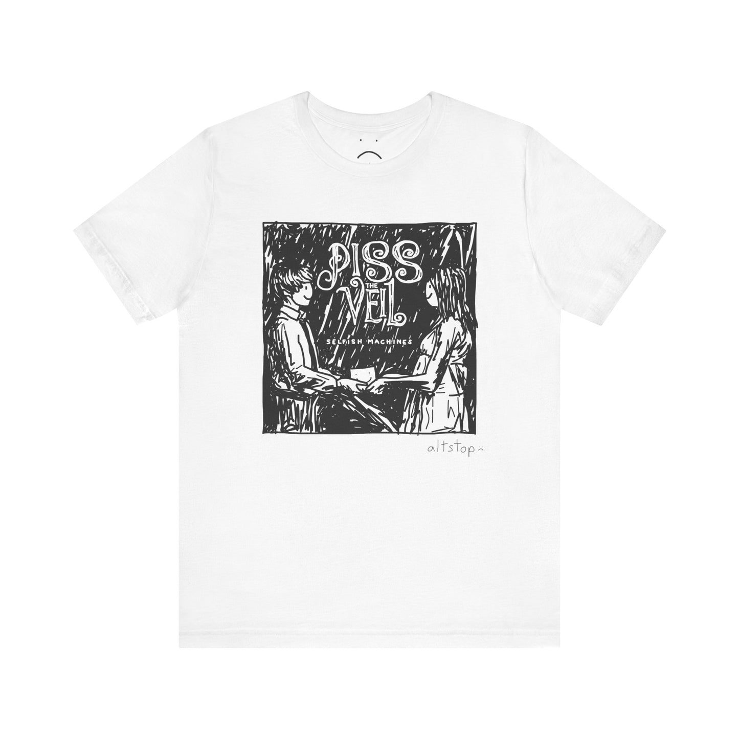 boy and girl with a box in the woods tee