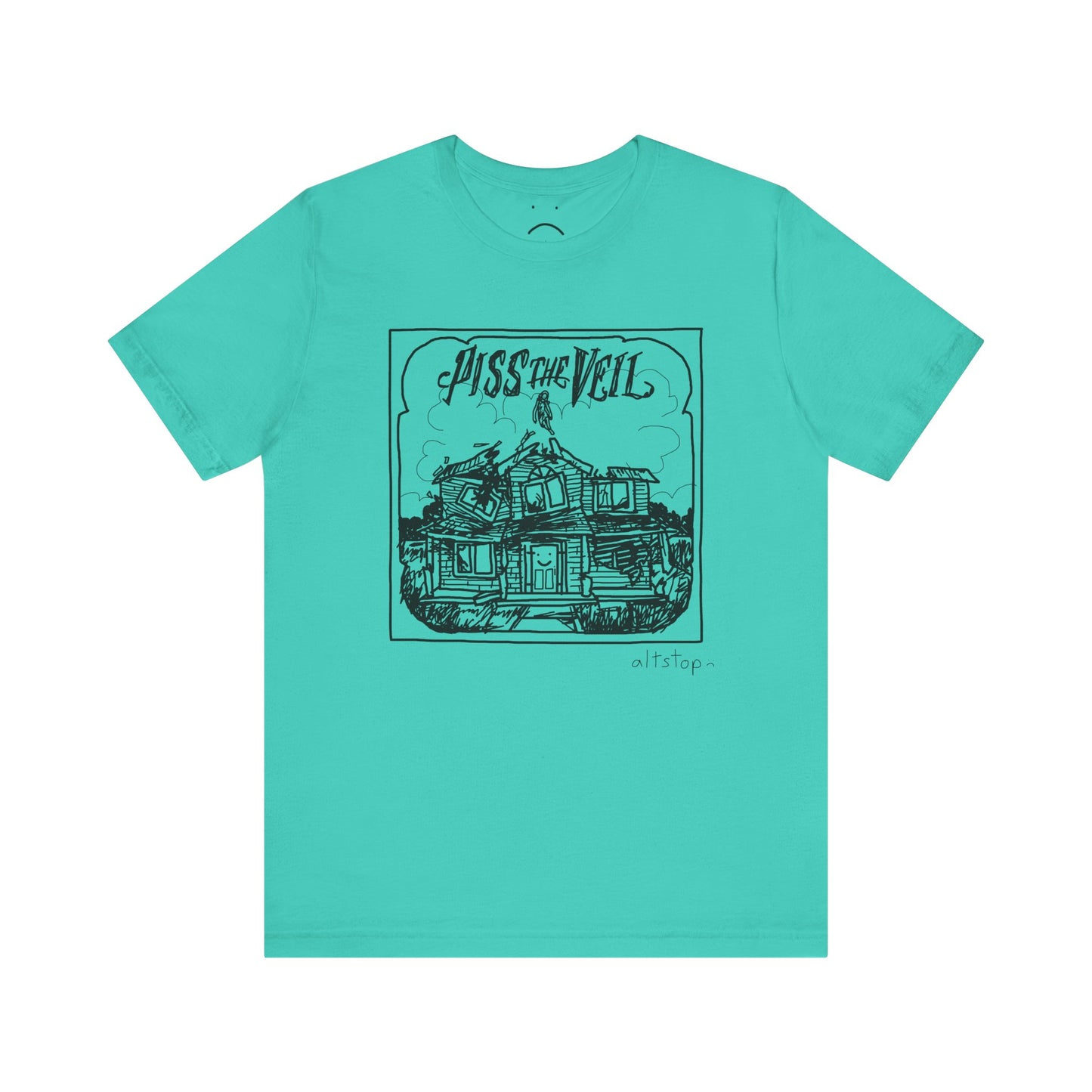 girl flying out of a collapsing house tee
