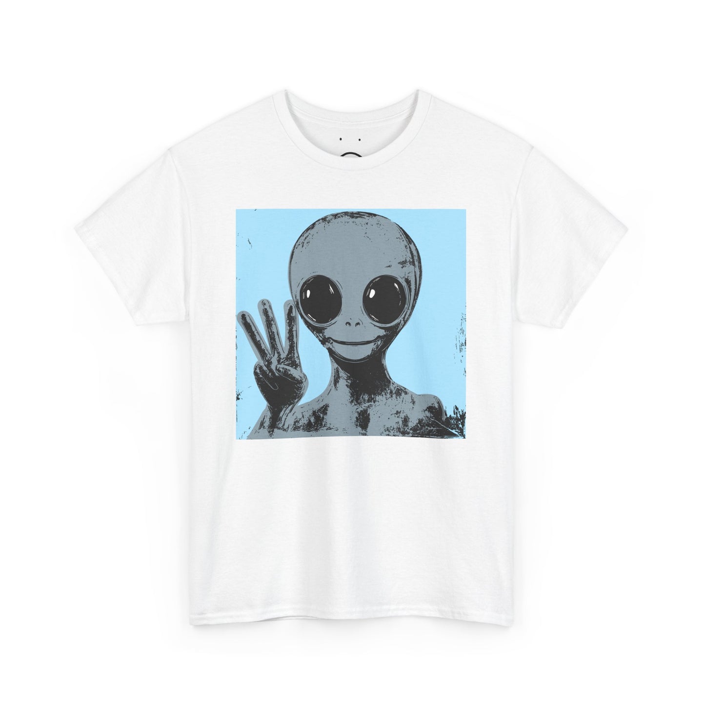 warhol alien who doesn't understand a peace sign tee