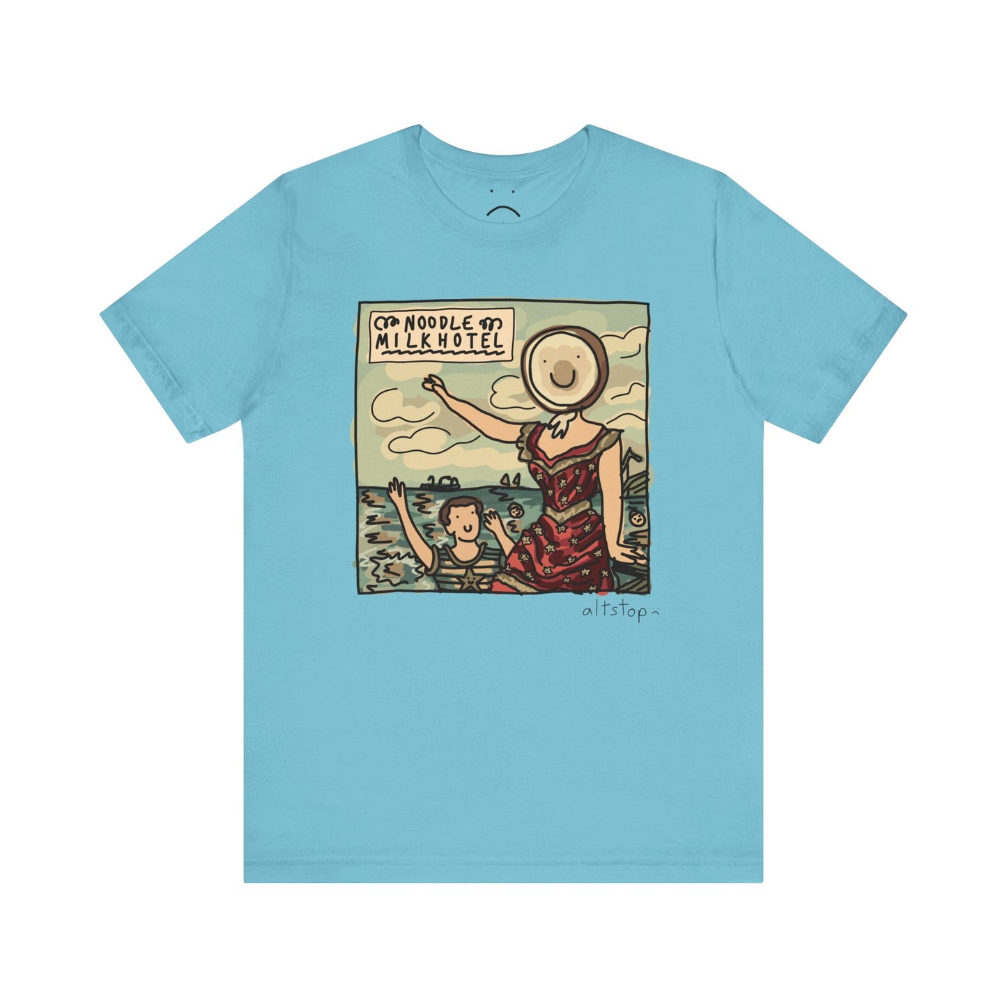 noodle milk hotel over the beach day deluxe tee