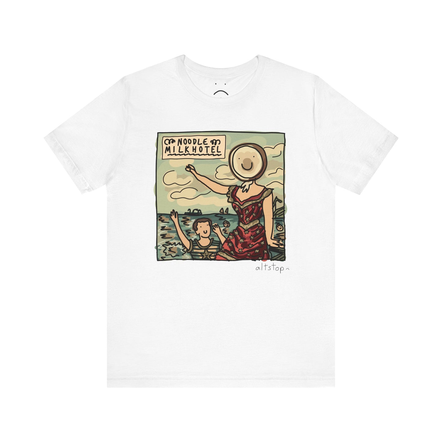 noodle milk hotel over the beach day deluxe tee