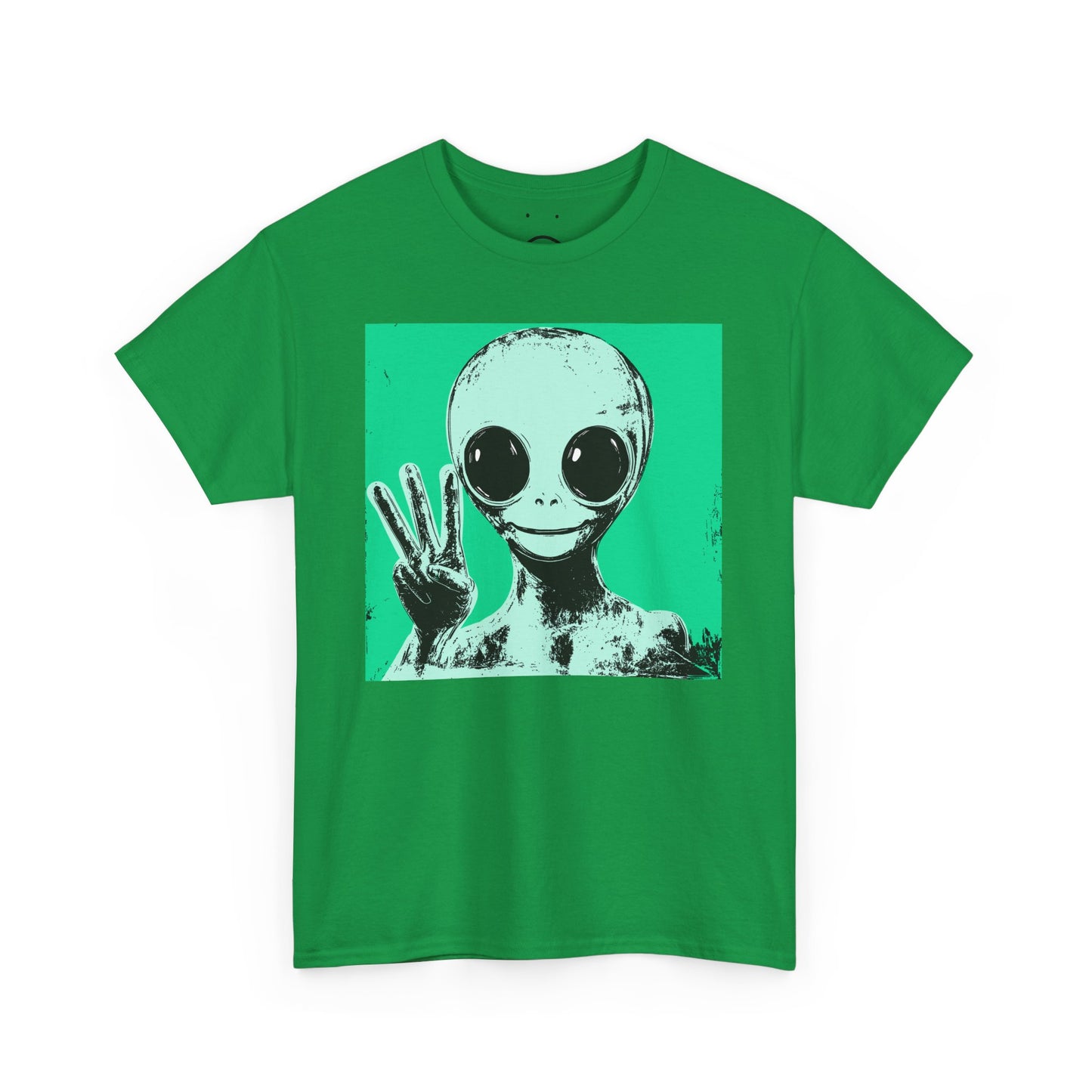 warhol alien who doesn't understand a peace sign tee