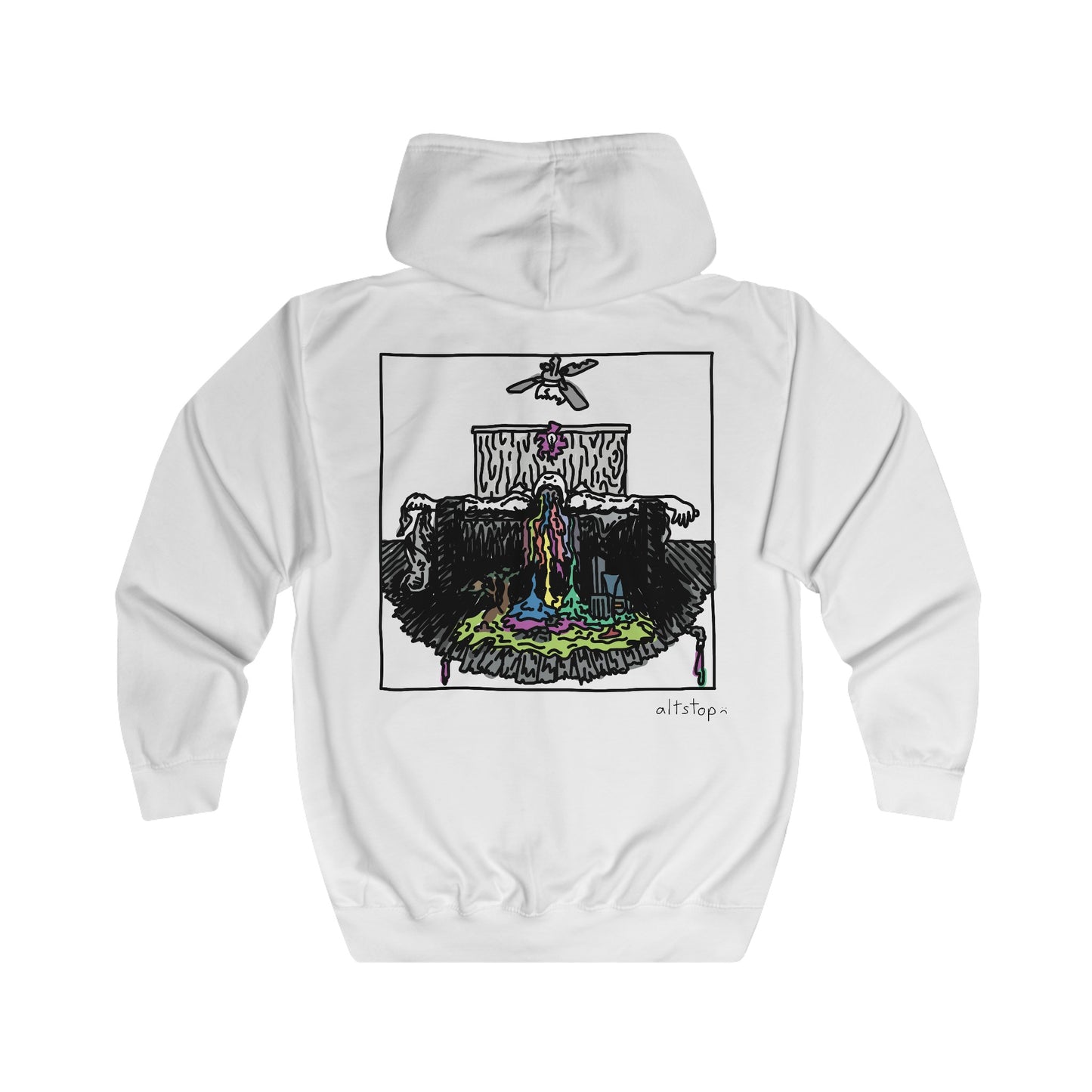 brain spill & broken ceiling fan deluxe tee zip hoodie