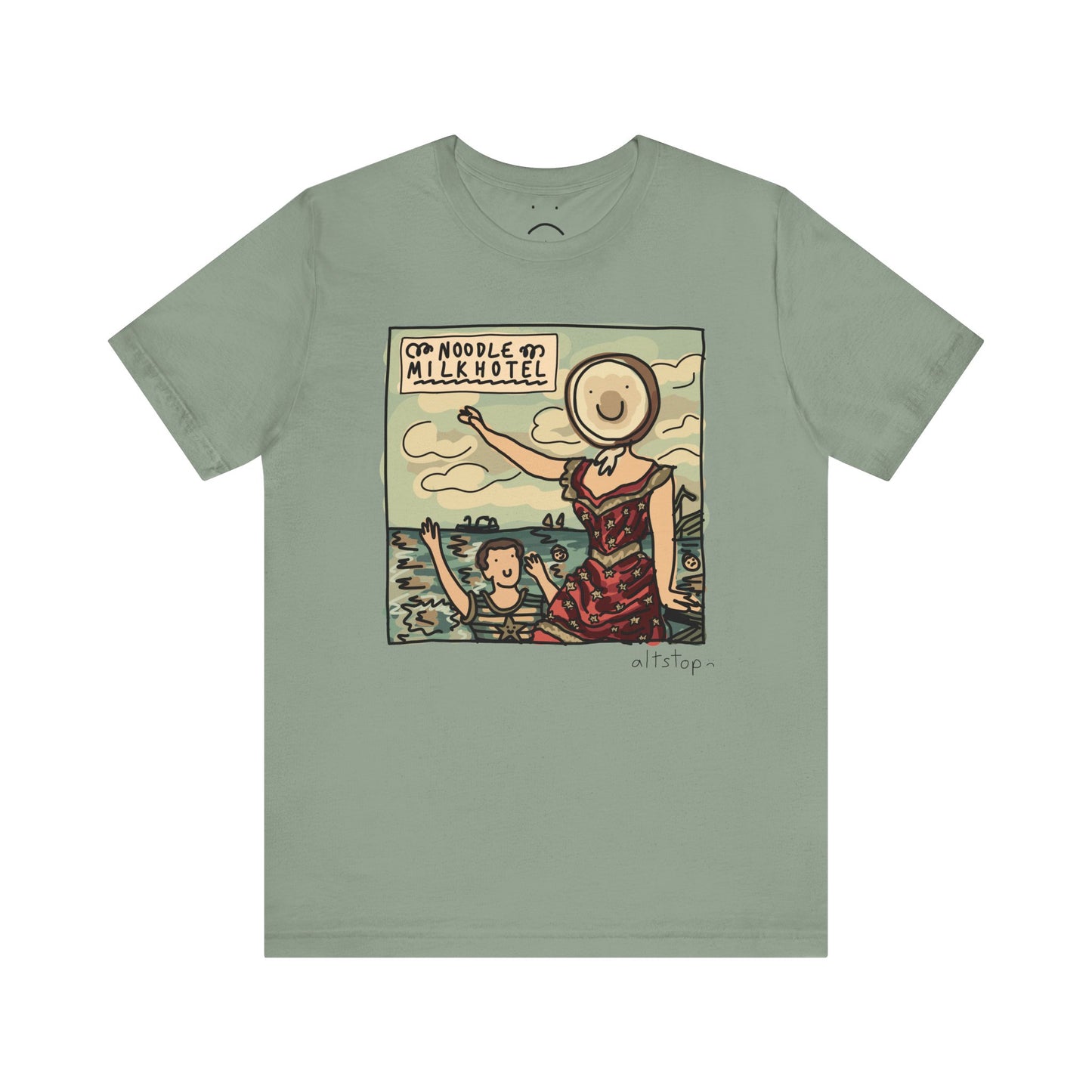 noodle milk hotel over the beach day deluxe tee