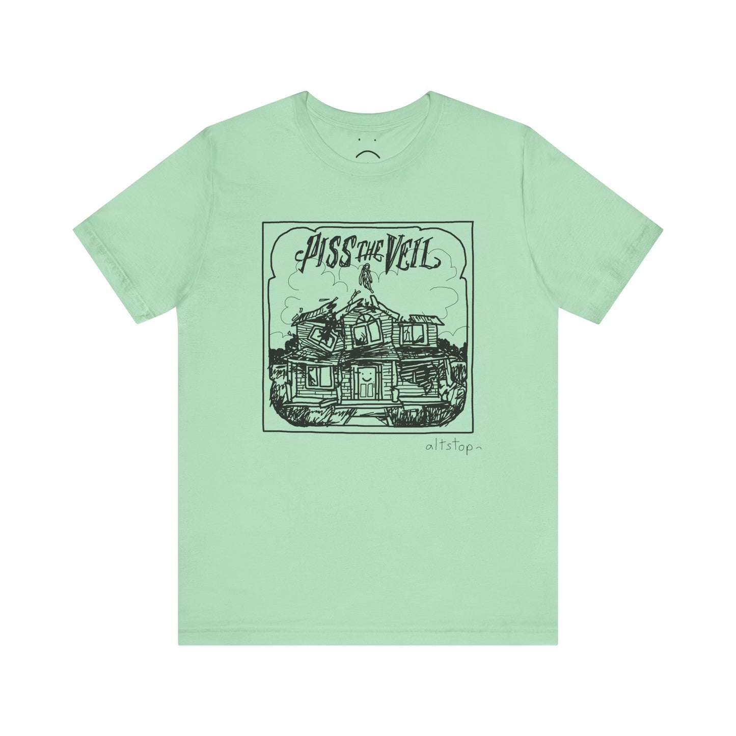 girl flying out of a collapsing house tee