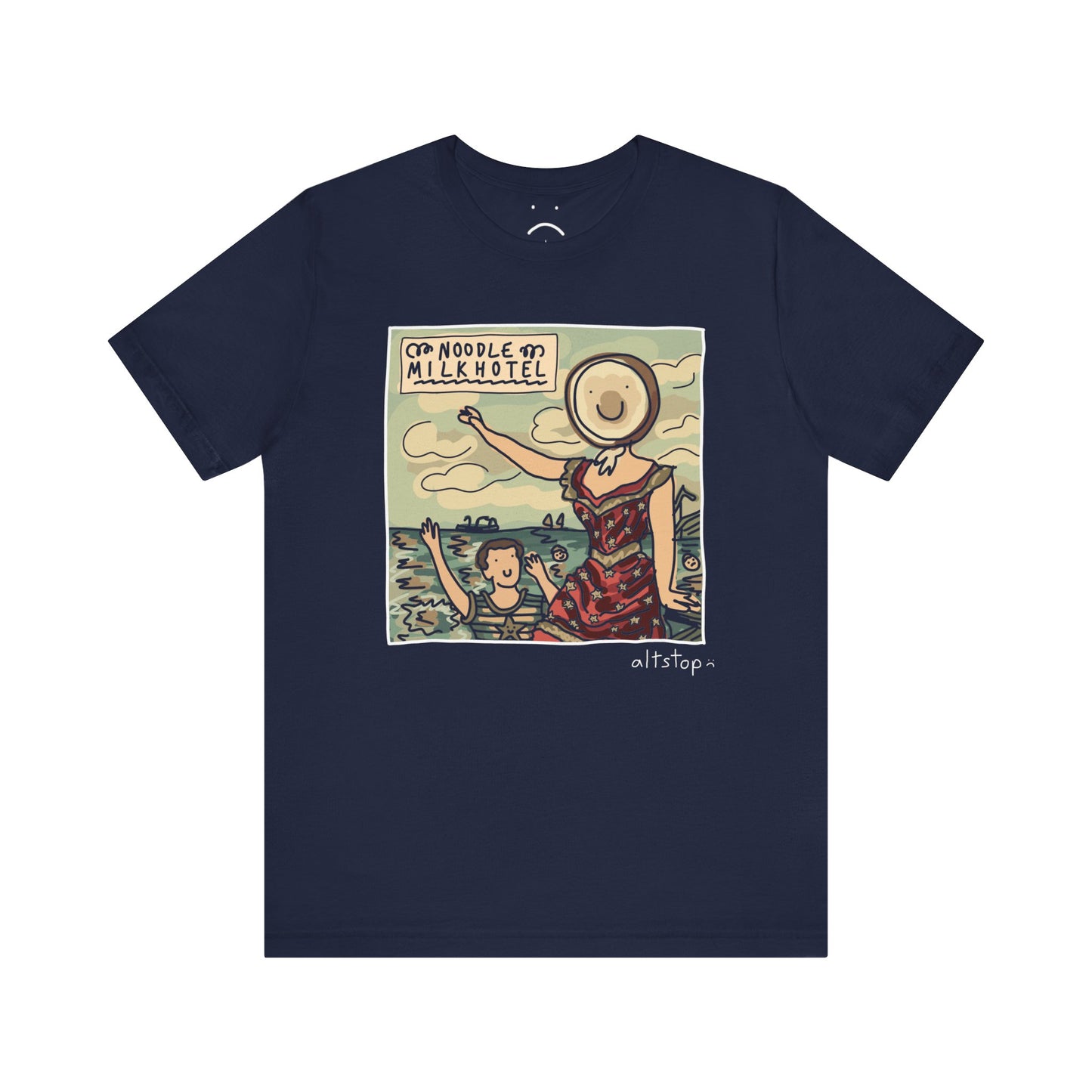 noodle milk hotel over the beach day deluxe tee
