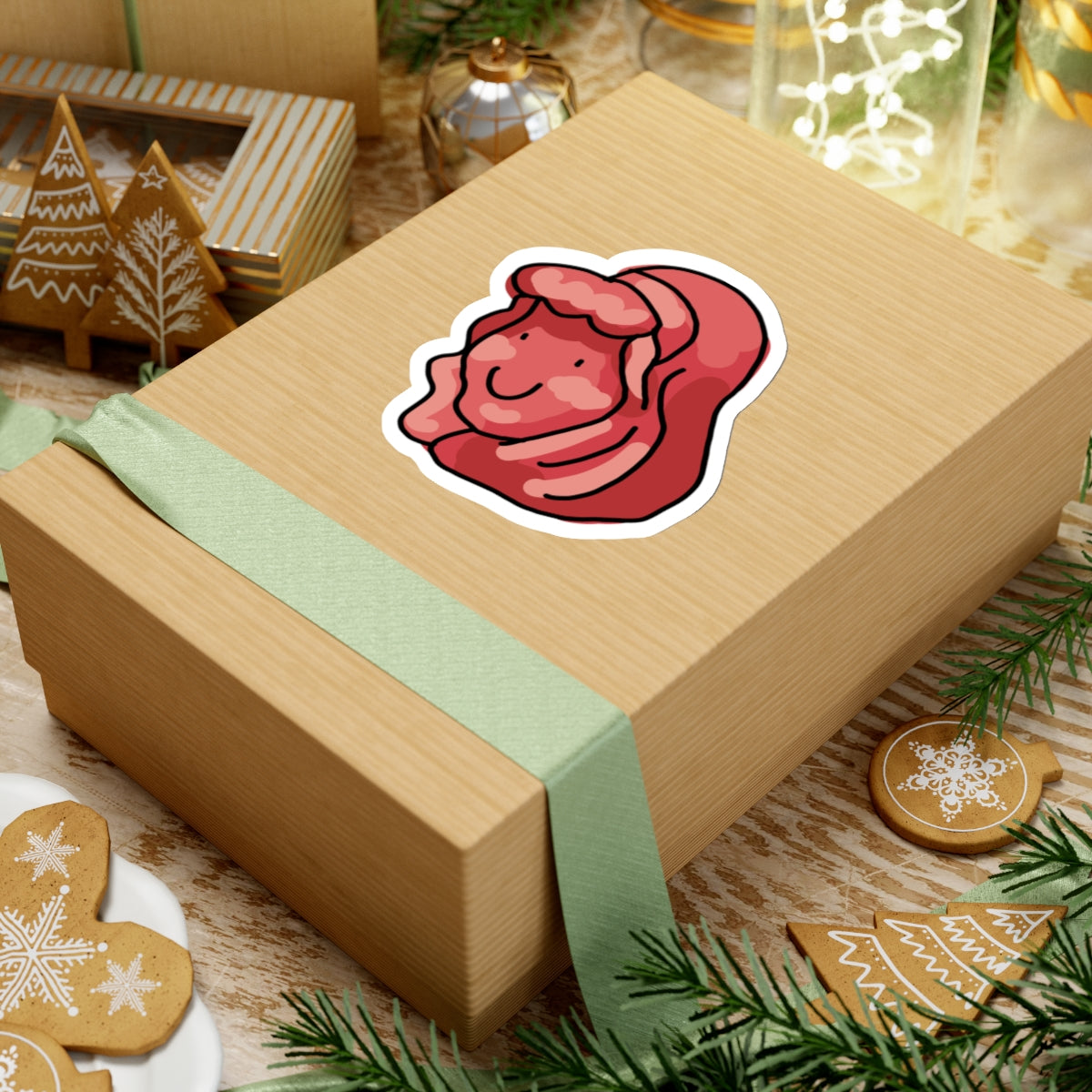 red hair girl froot snack sticker