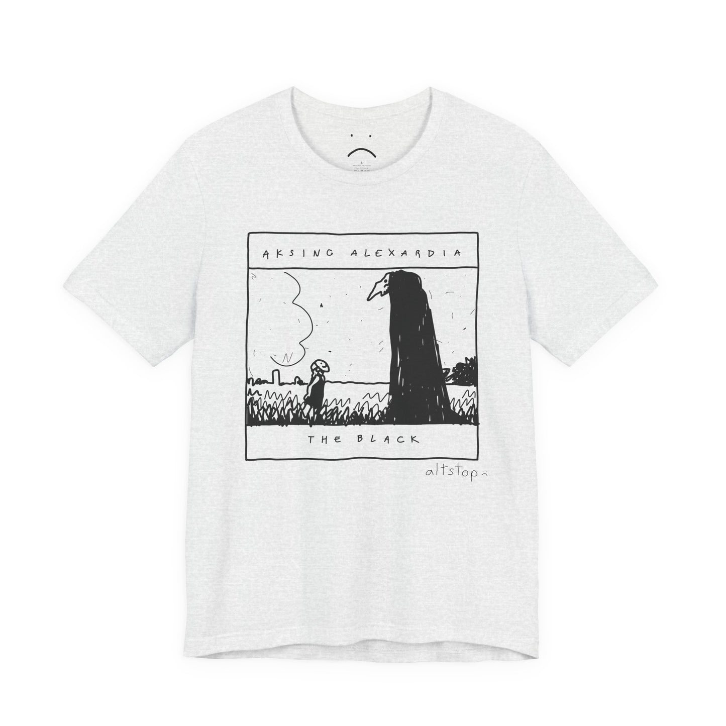 girl in a mask with a tall spooky fella tee