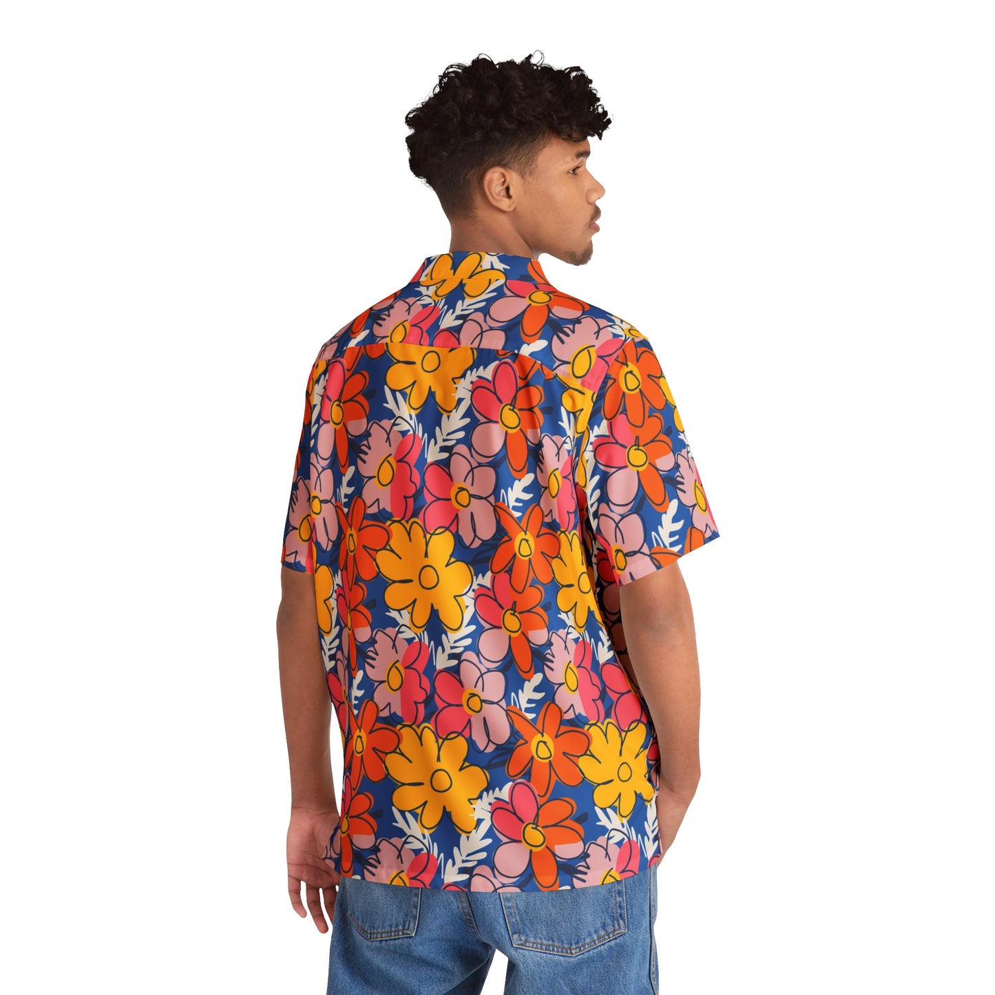 floral hawaiian button-down shirt