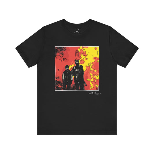 catboi on fire deluxe tee