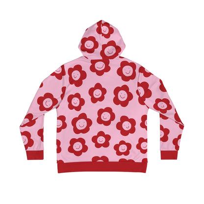 happy flowers red & pink hoodie