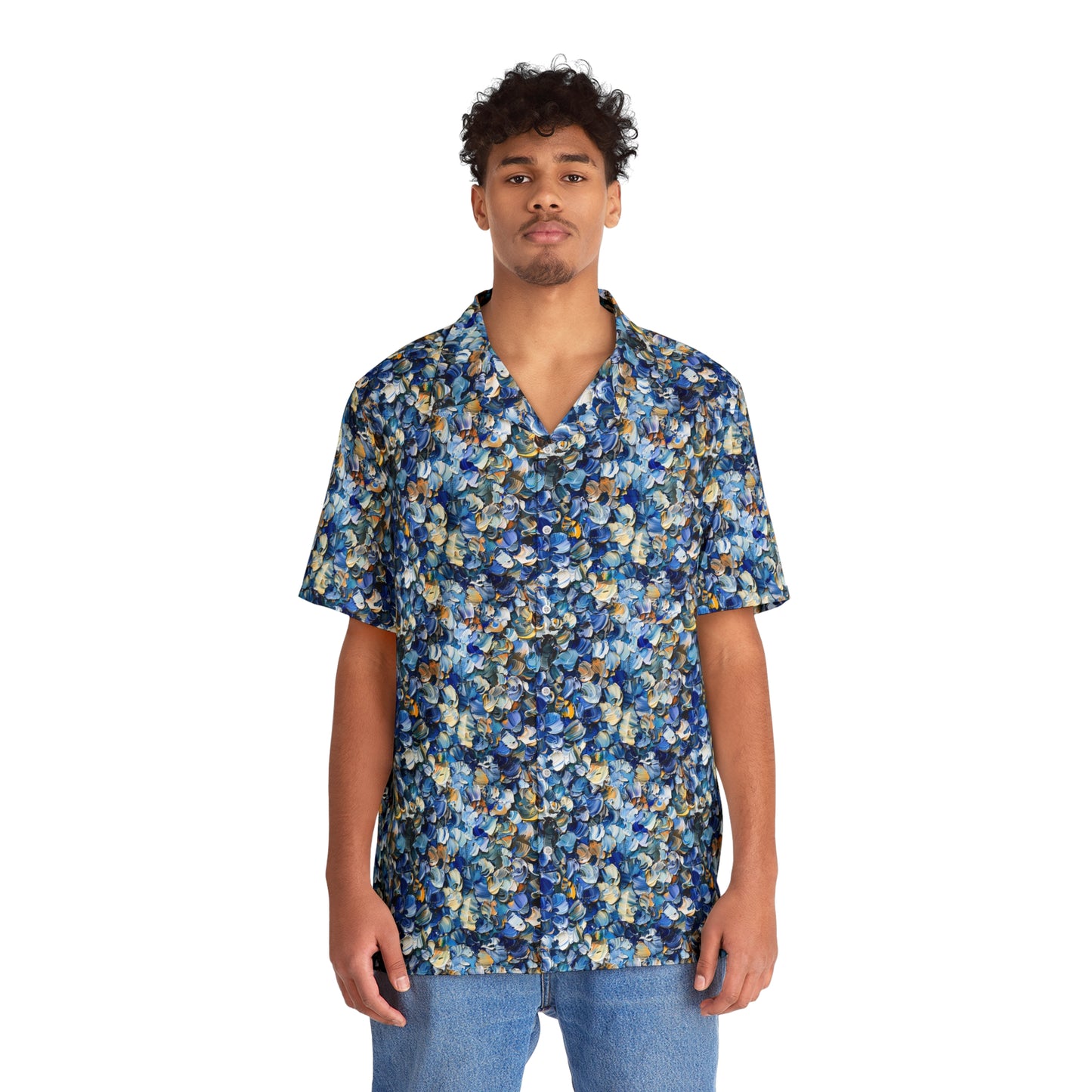 blue paints hawaiian shirt