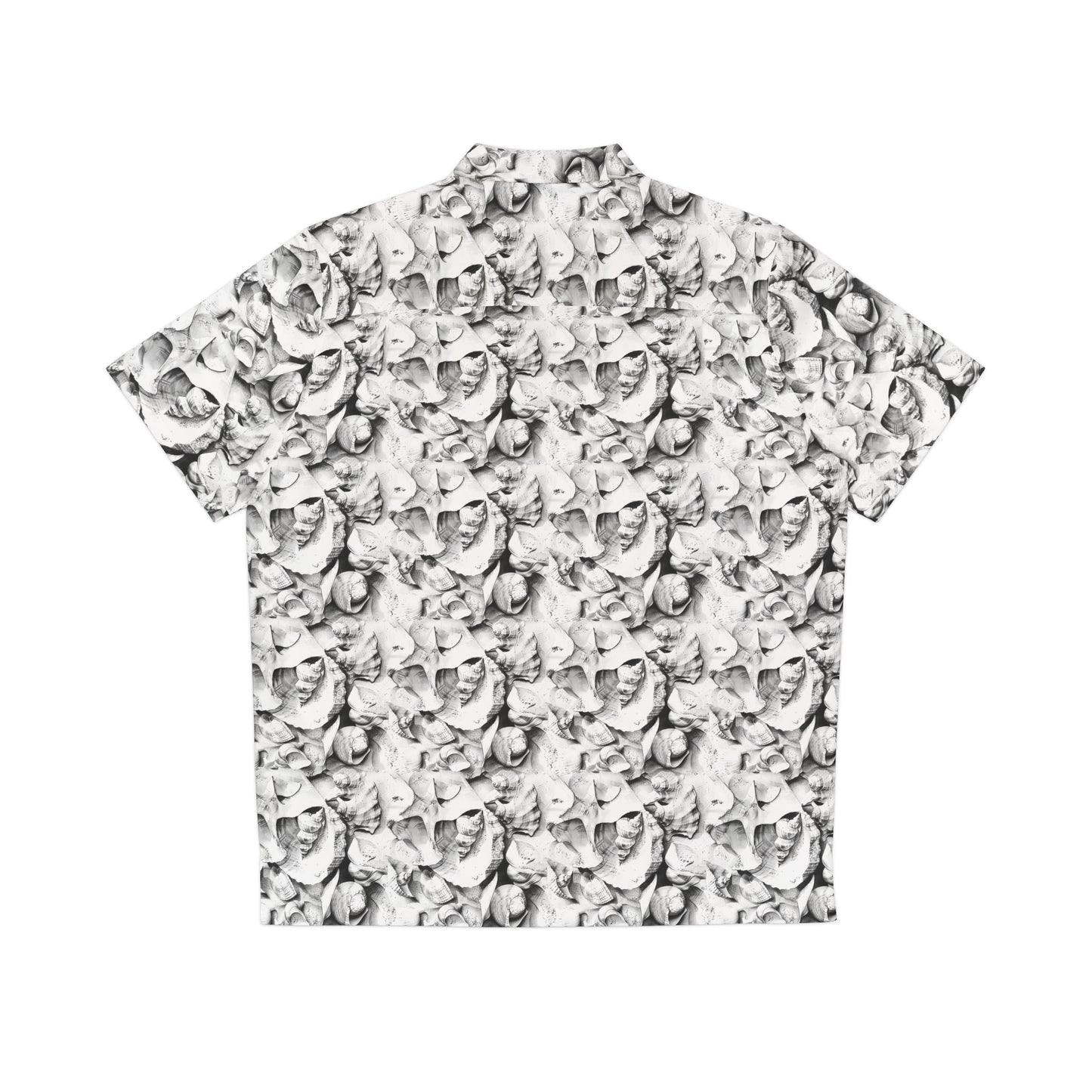 black and white shell hawaiian shirt