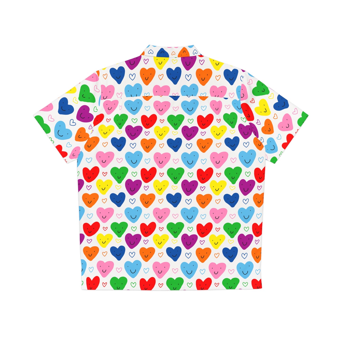 rainbow hearts button-down shirt