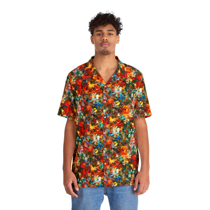 vibrant flowers button-down shirt