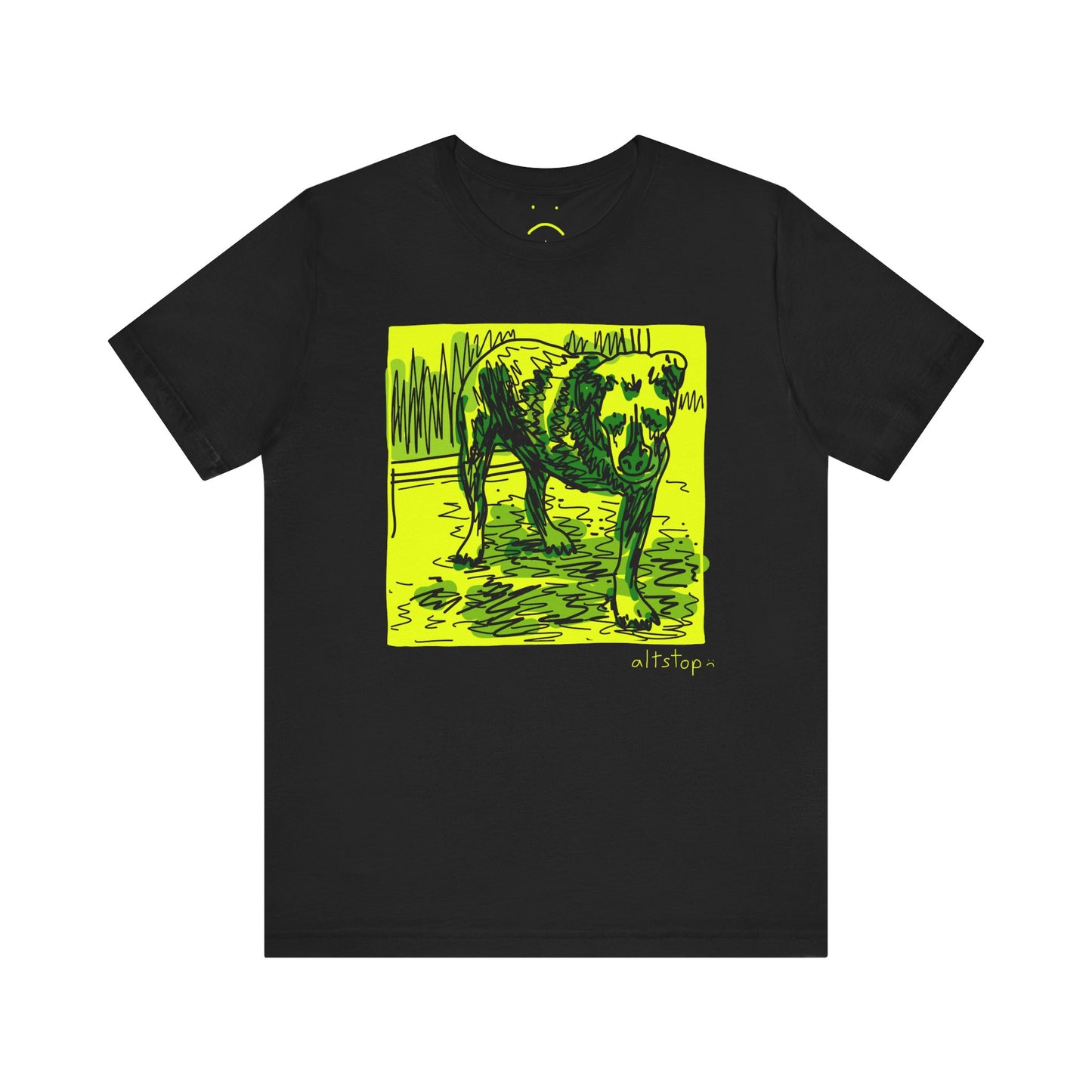 dog in chains deluxe tee