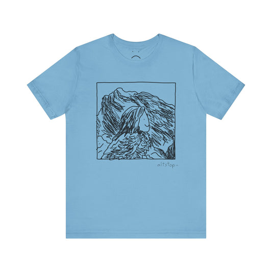 blue hair lands tee