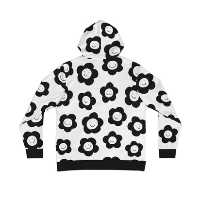 happy flowers grayscale hoodie