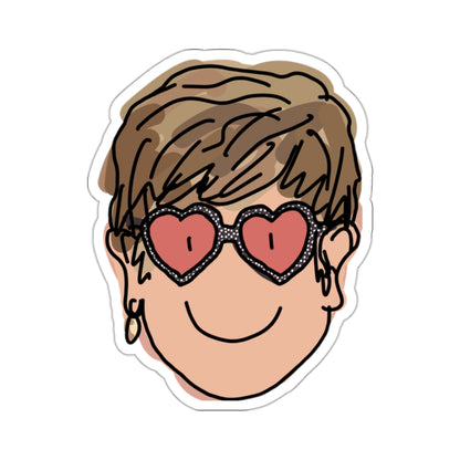 rose-colored heart glasses pianist sticker