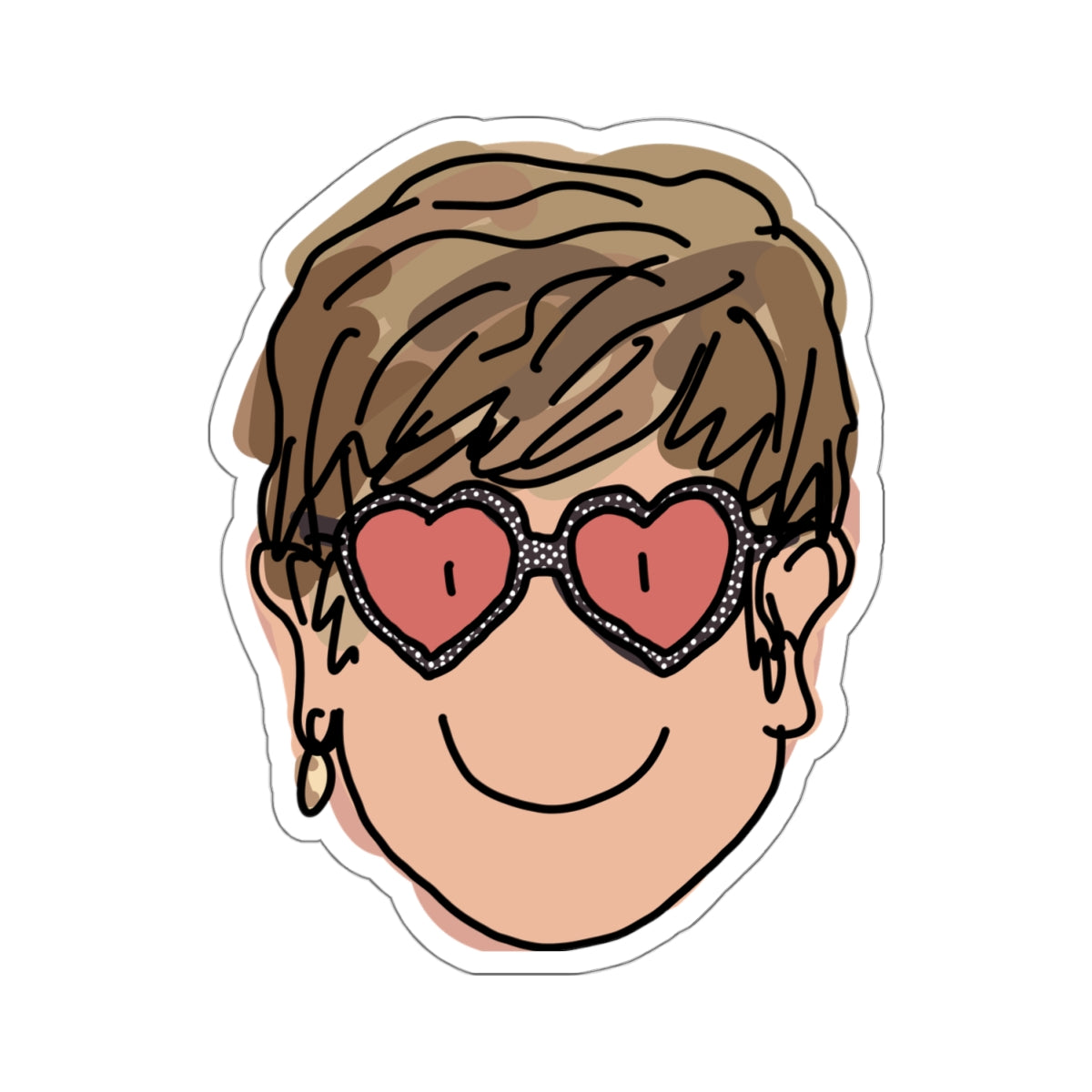 rose-colored heart glasses pianist sticker