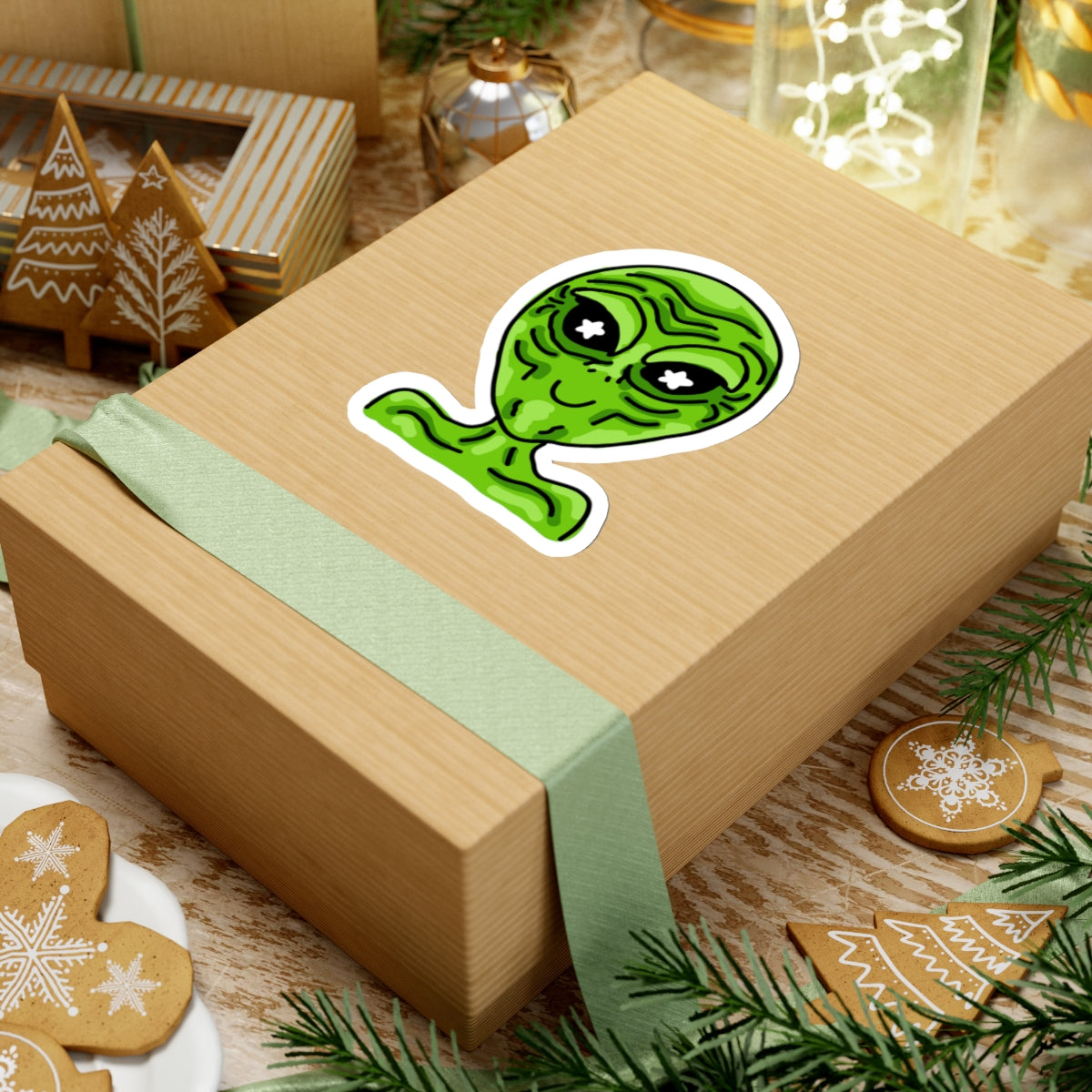 bright green alien sticker