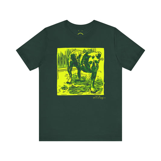 dog in chains deluxe tee