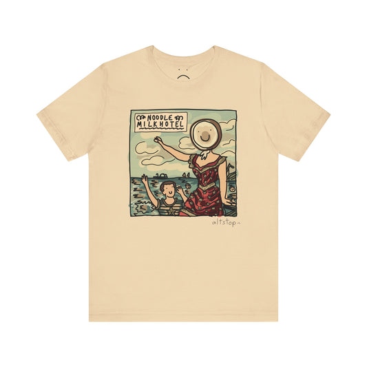 noodle milk hotel over the beach day deluxe tee