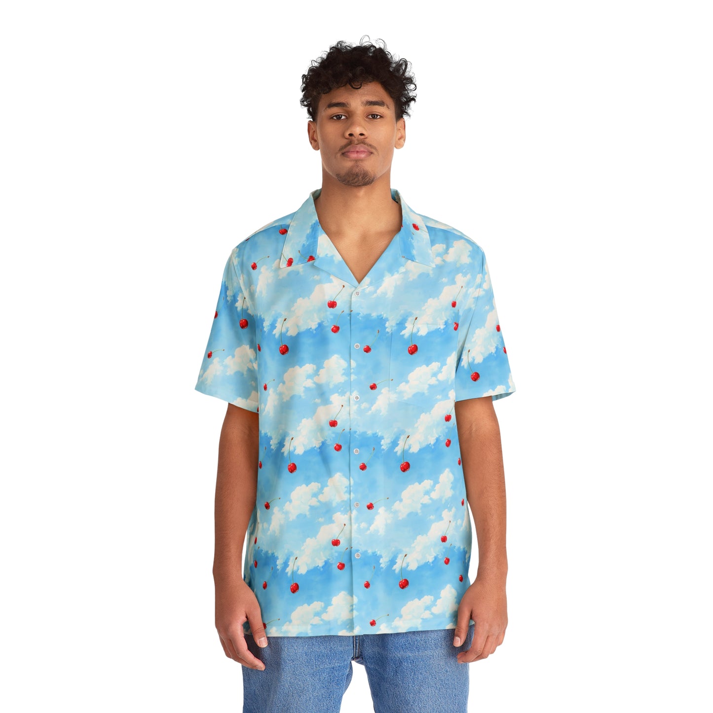 sky cherries hawaiian shirt