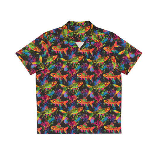 fluorescent fish hawaiian shirt