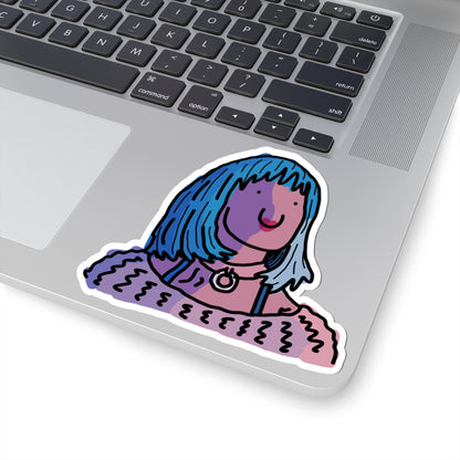 blue hair girl sticker