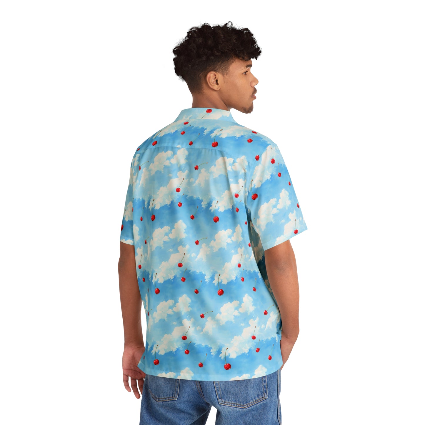 sky cherries hawaiian shirt