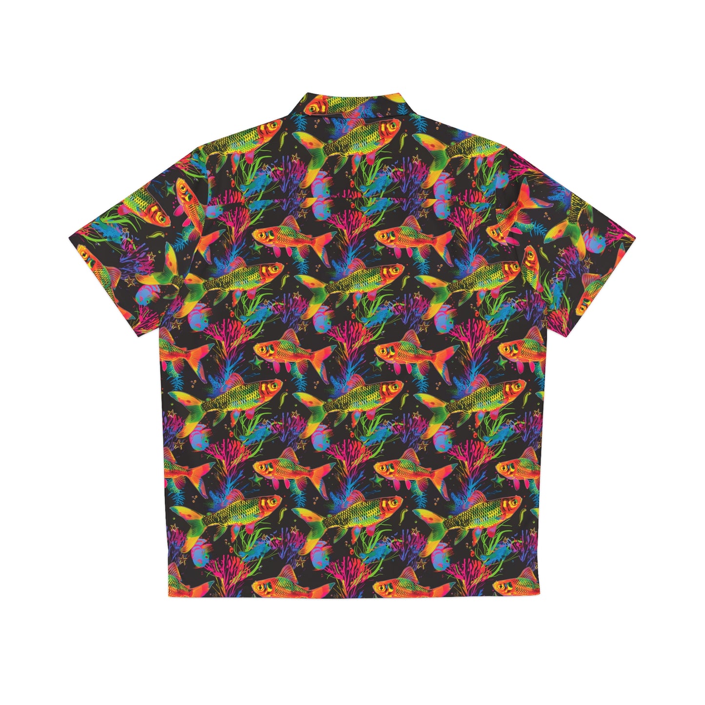 fluorescent fish hawaiian shirt