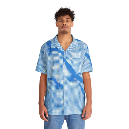 halftone seagull hawaiian shirt