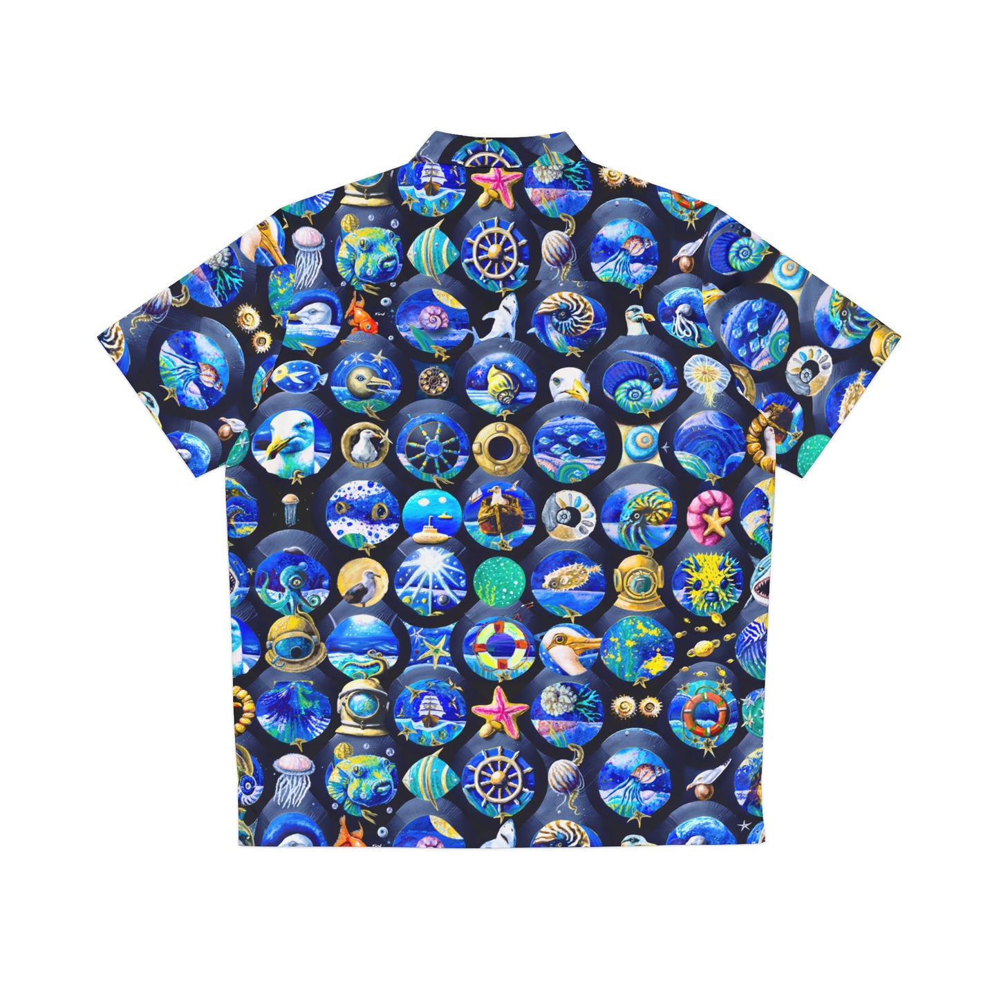 seagull planets hawaiian shirt