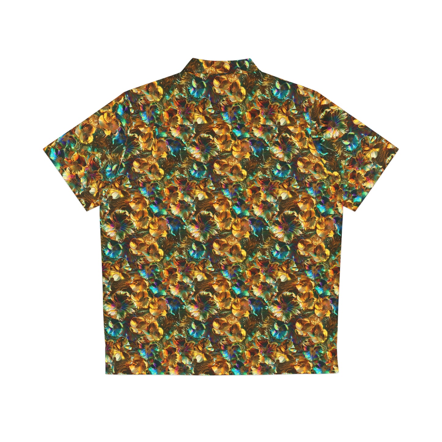 rainbow gold flowers button-down shirt