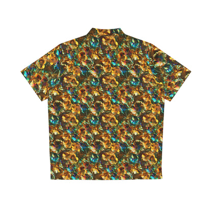 rainbow gold flowers button-down shirt