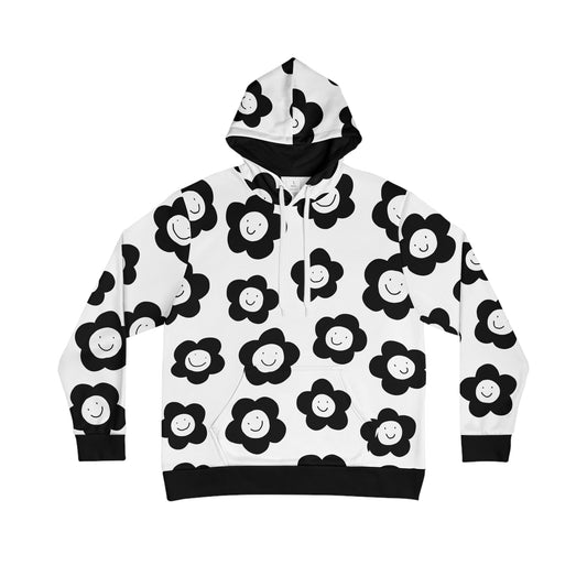 happy flowers grayscale hoodie