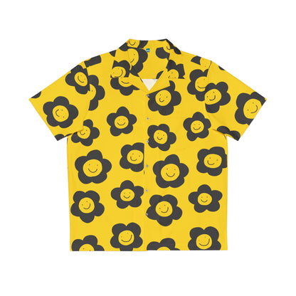 black & yellow flower garden button-down shirt