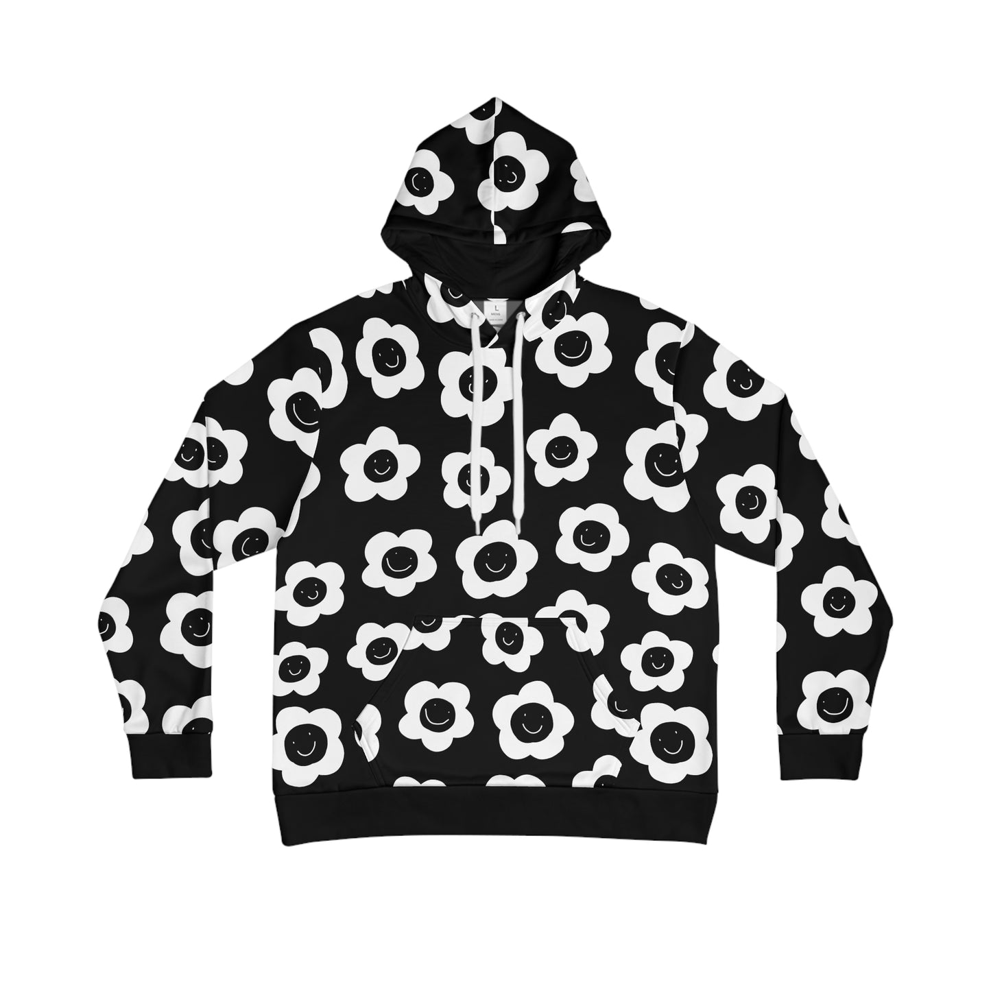 happy flowers grayscale hoodie #3