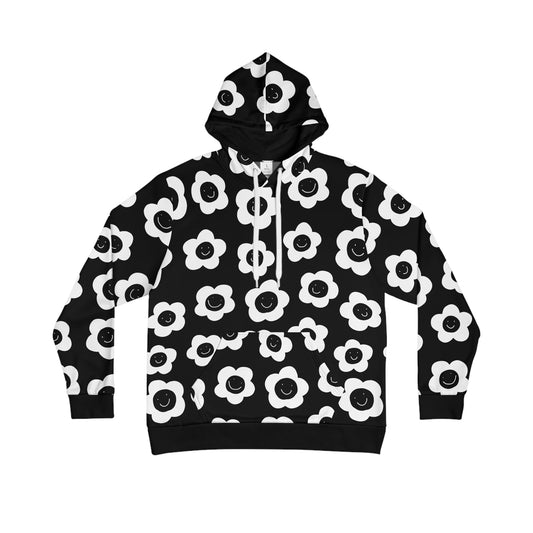 happy flowers grayscale hoodie #3