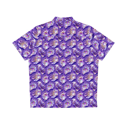 painted purple shells hawiian shirt